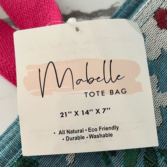 Mabelle NWT Daisy Embroidered Large Tote Bag Beach Bag Hot Pink Cottagecore - Picture 11 of 12